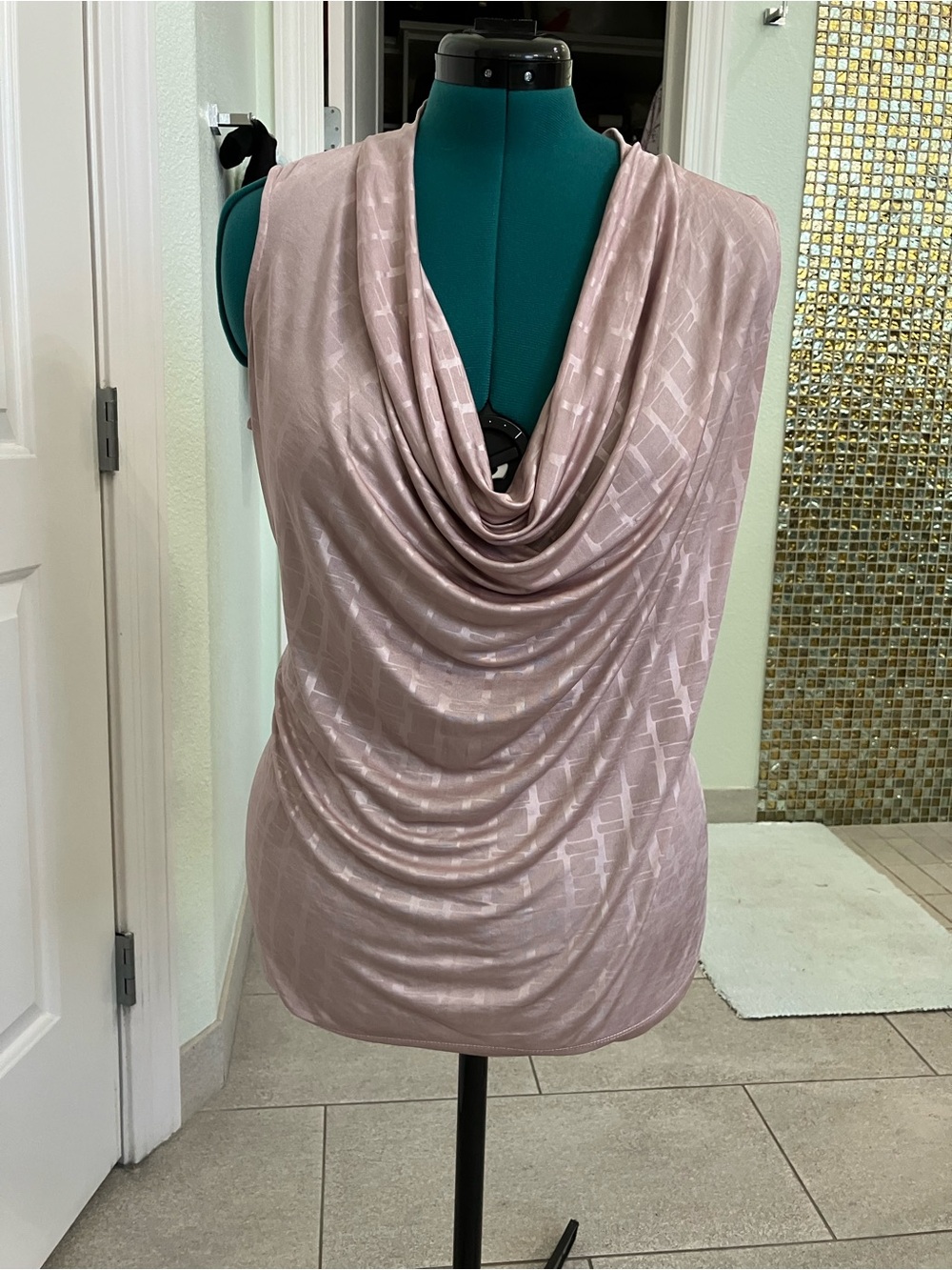 Worthington Draped Cowl Neck Blouse - Champagne XL